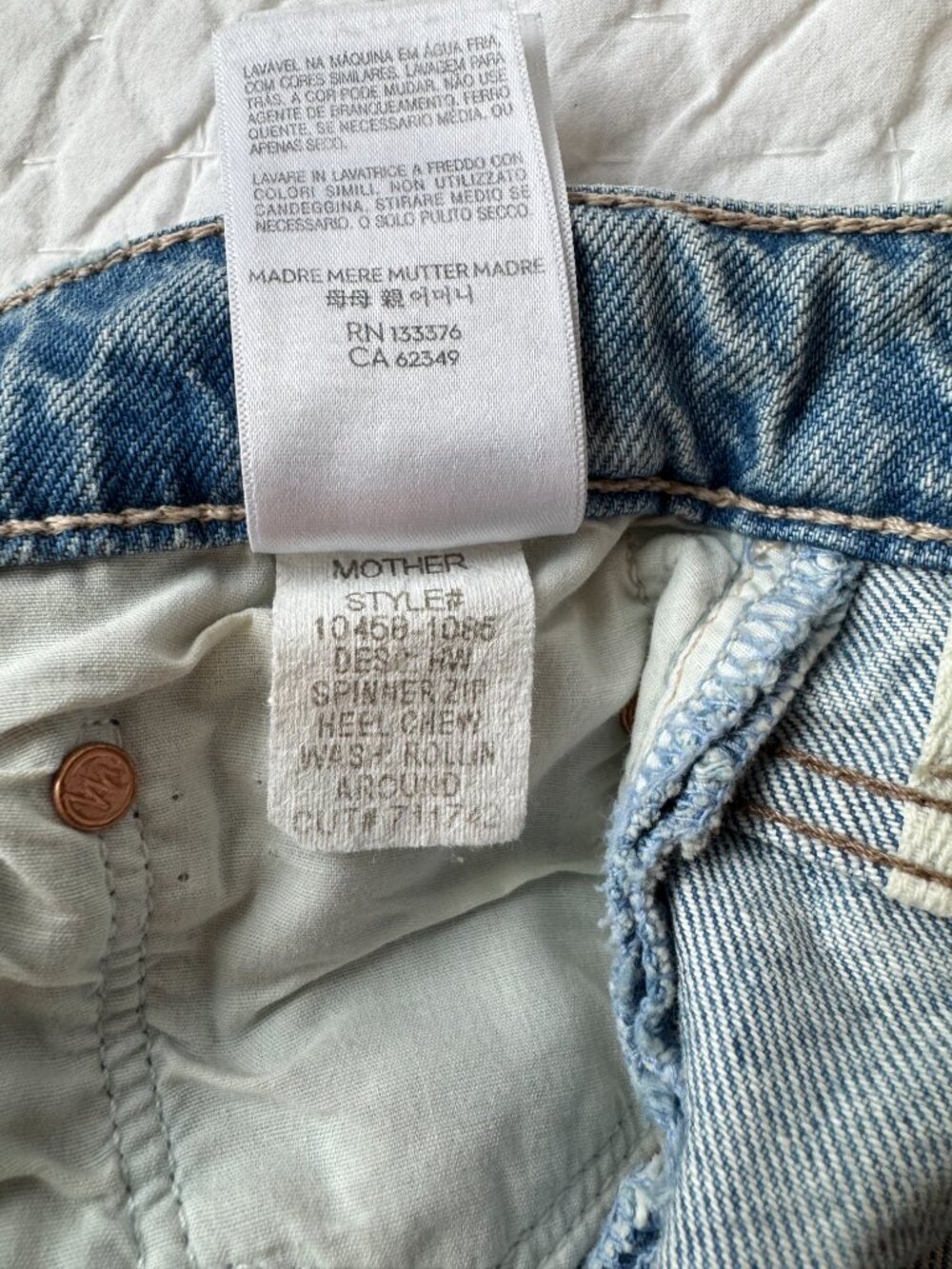 MOTHER High Waisted Spinner Zip Heel Jeans Size 27 - Picture 12 of 14